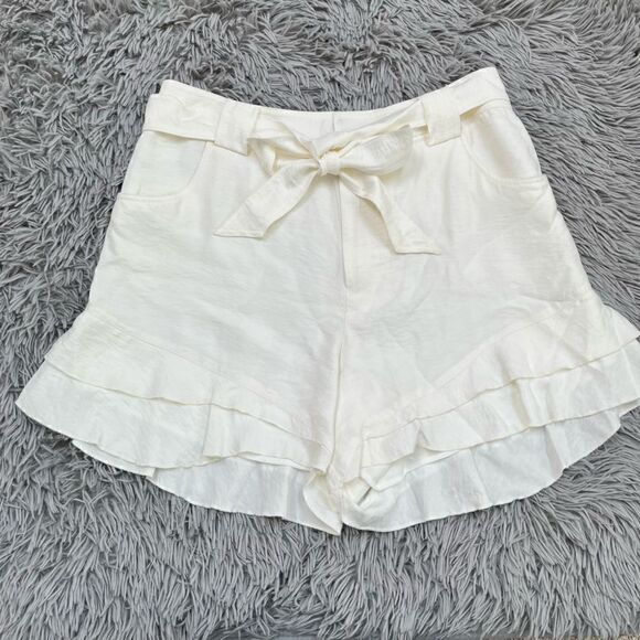 Cece White Ruffle Hem Shorts, Size 12 - Picture 1 of 8